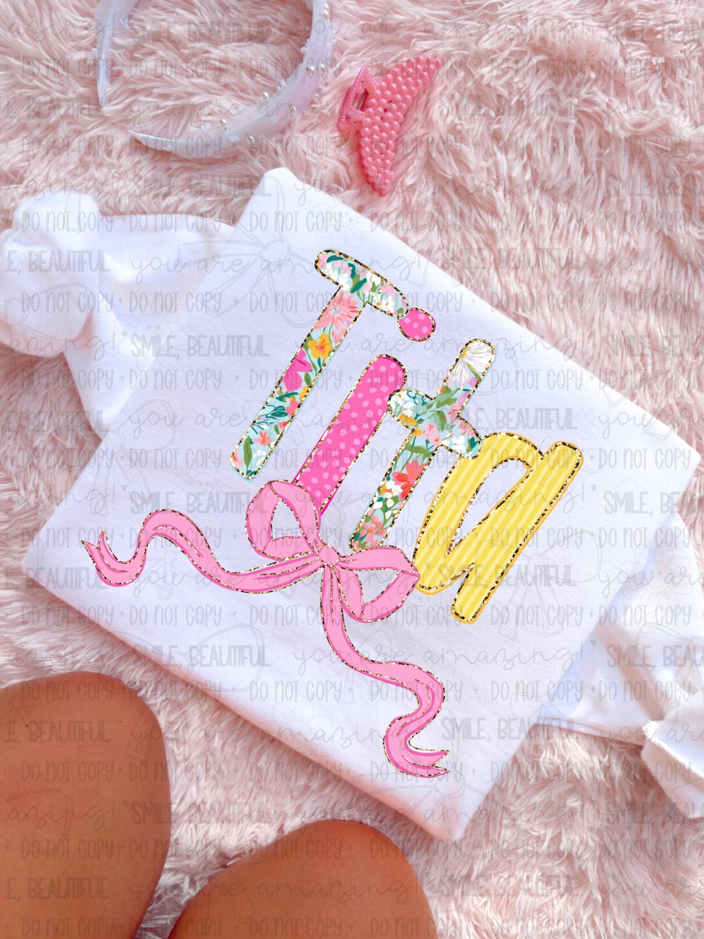 Floral Yellow + Pink Name Titles (Choose Yours) 07953
