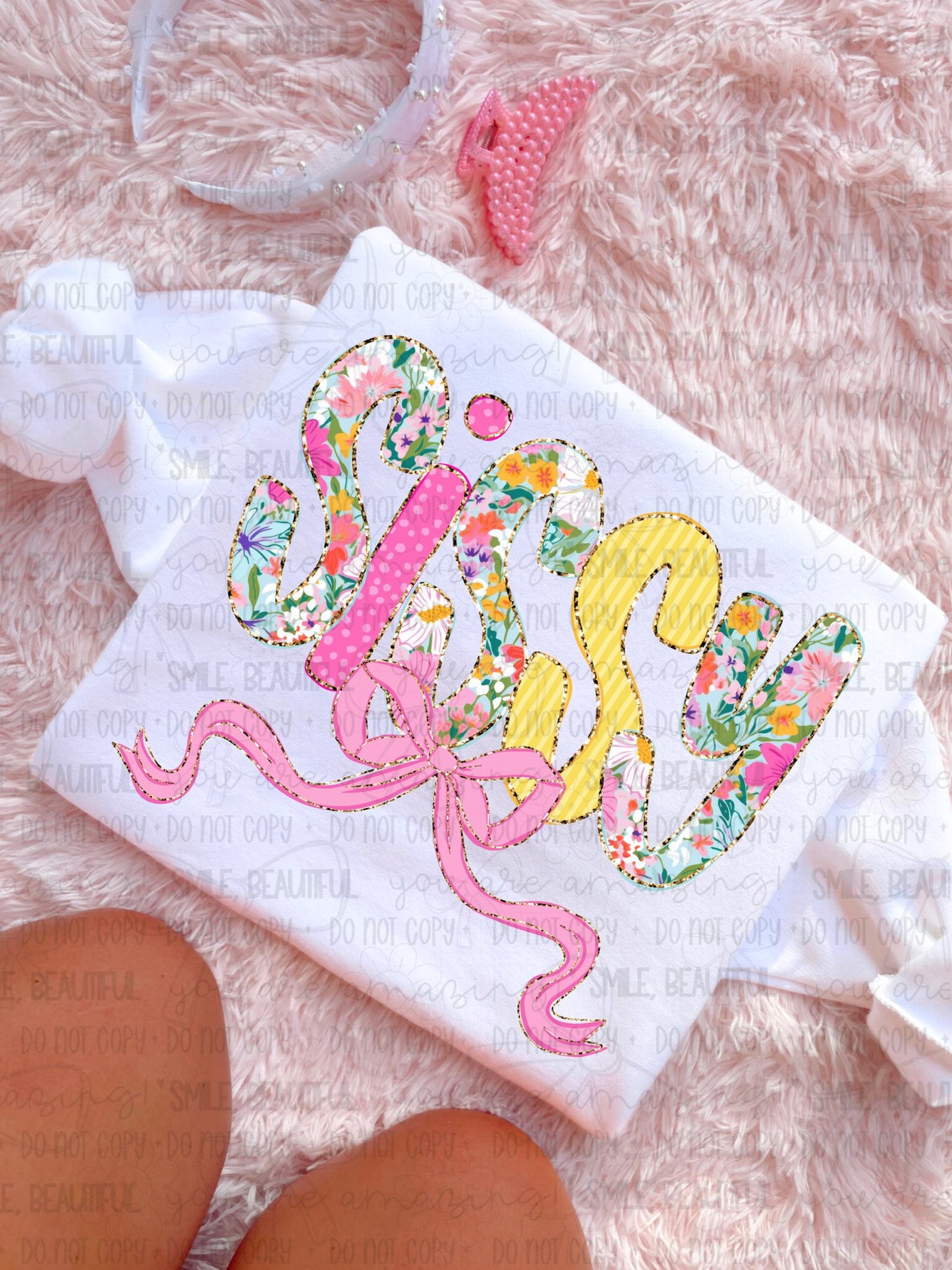 Floral Yellow + Pink Name Titles (Choose Yours) 07953