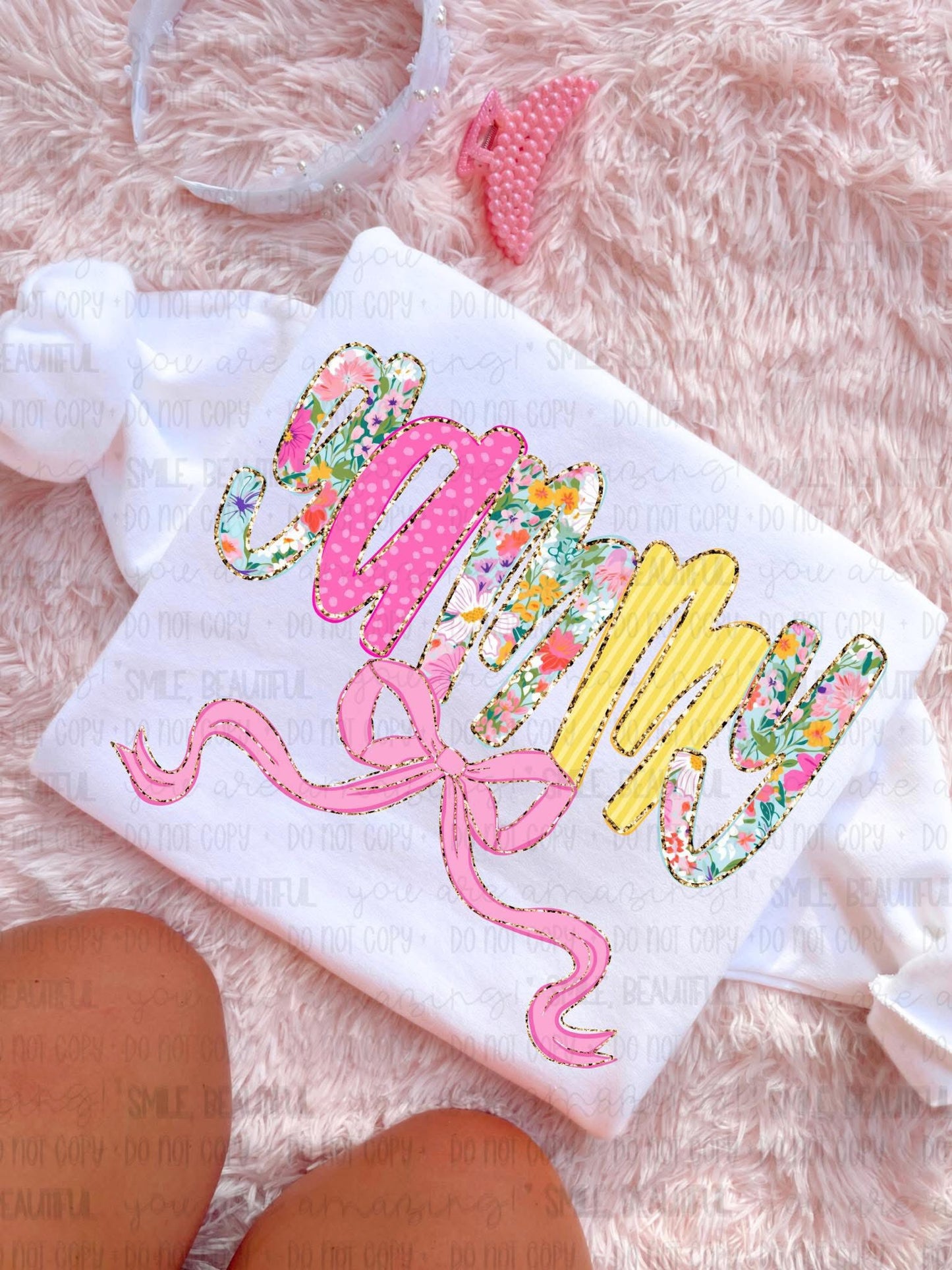Floral Yellow + Pink Name Titles (Choose Yours) 07953