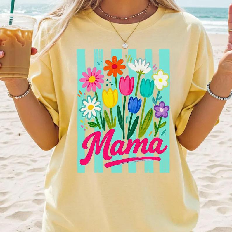 Floral Stripes Mama + Other Names (Choose Yours) 08150