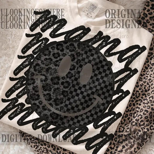 Black Checkered Leopard Mama Stacked Smile 08183
