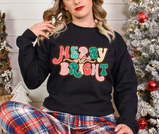 Merry and Bright Retro DTF Transfer 05999