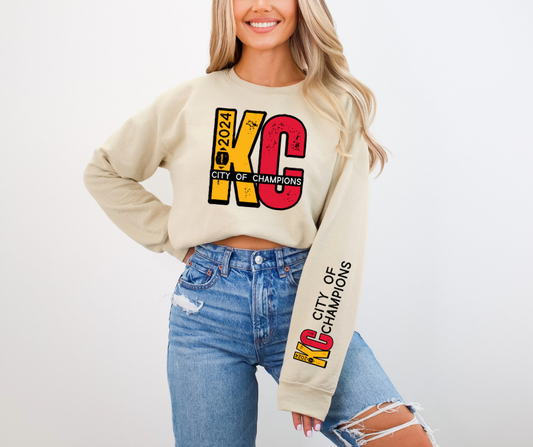 KC City of Champions WITH Sleeve DTF Transfer 05424