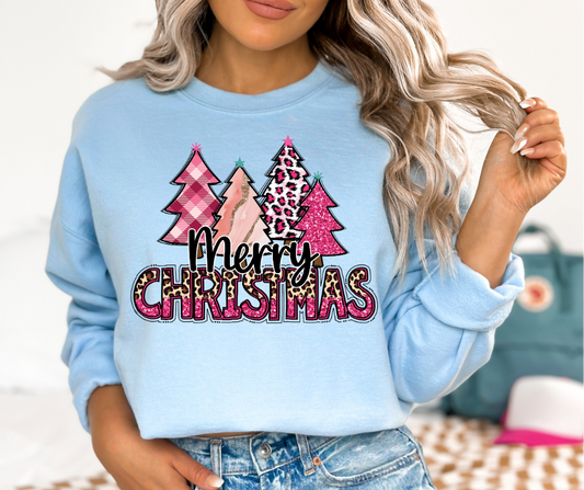 Pink Leopard Merry Christmas Trees 04596