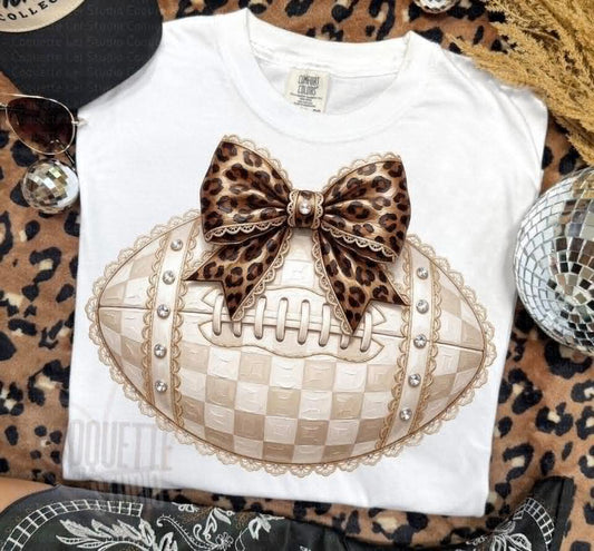 Neutral Checker Football Bow 08768