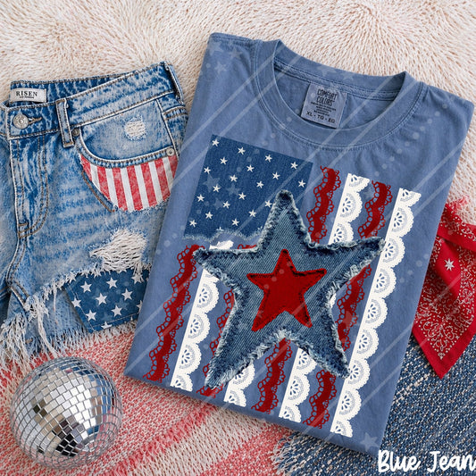 Denim Star Lace Flag 08266