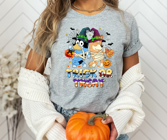 Trick or Treat Blue Dog DTF Transfer 06079