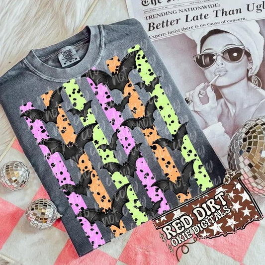 Bats Orange Purple Green Stripes 08811