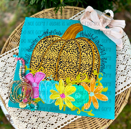 Leopard Pumpkin Floral Fall 08930
