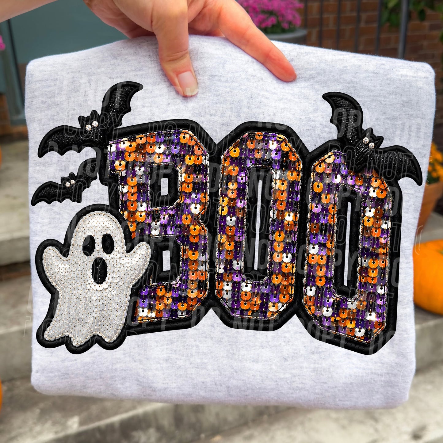 Boo Faux Sequin Embroidery 09218
