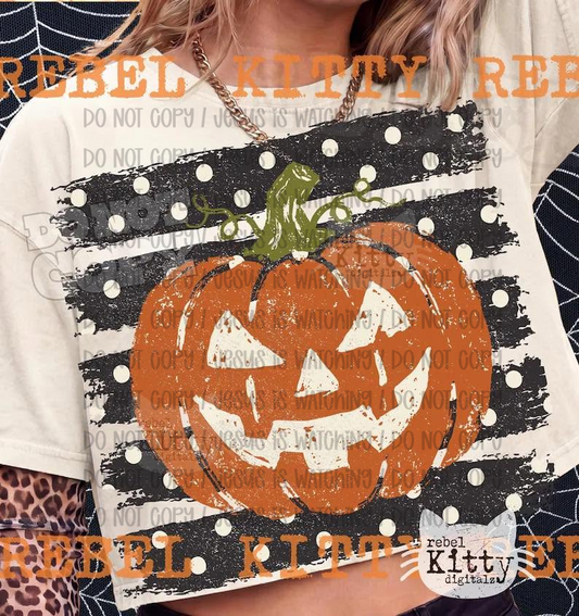Jack O Lantern Pumpkin Stripes Dots 08929