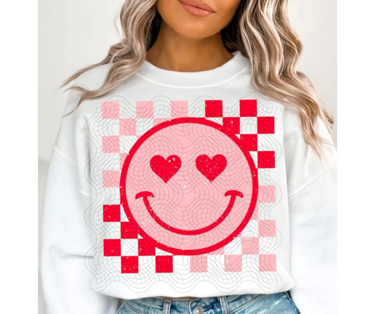 Valentine Checkered Smile Distressed 04019