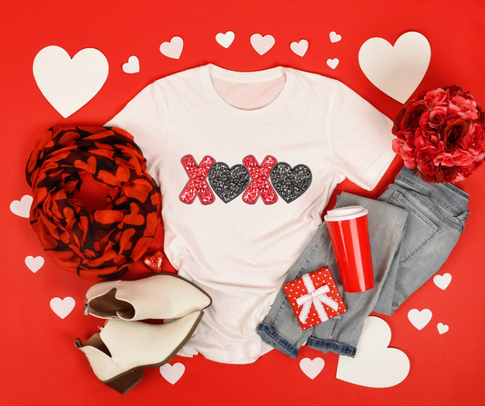 Faux XOXO Black Red DTF Transfer 05549