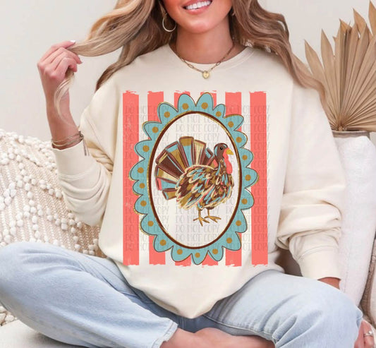Preppy Turkey Stripes Frame 09293