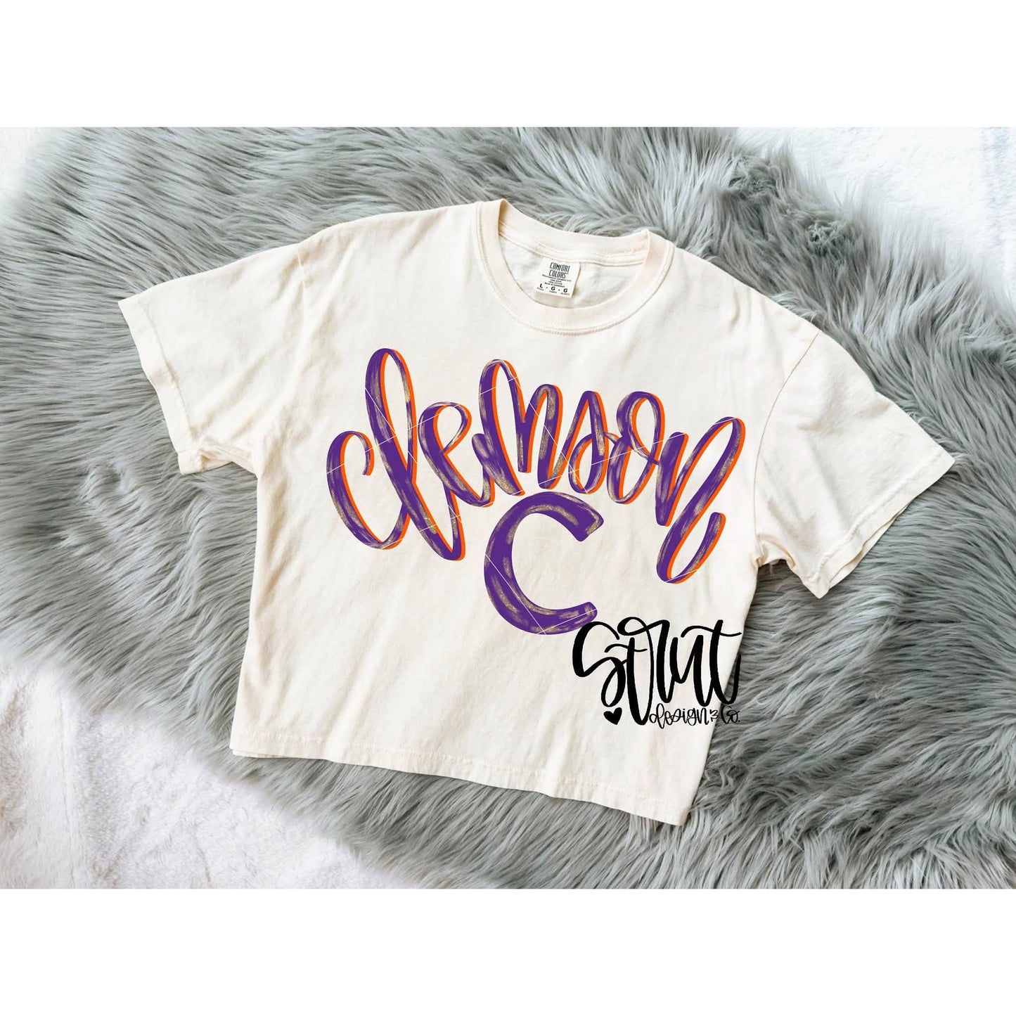 Faux Glitter Script Clemson 09610