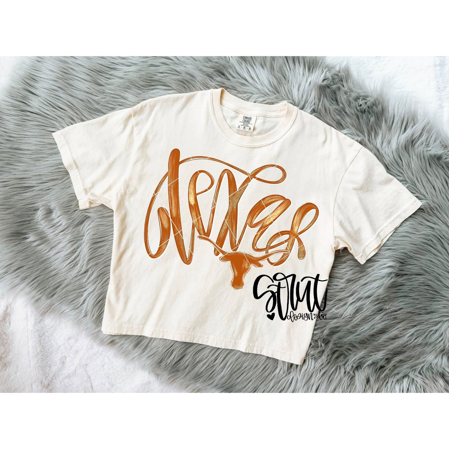 Faux Glitter Script Longhorns 09622
