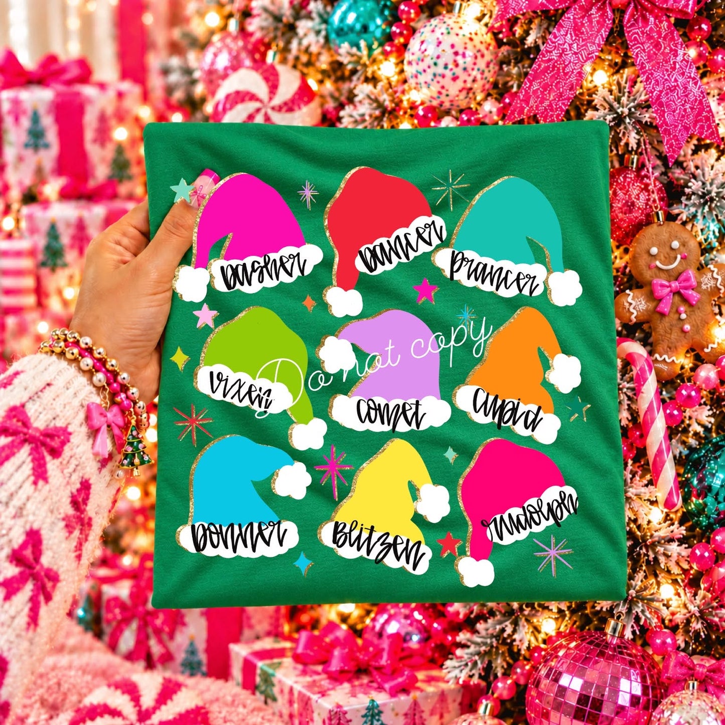 Santa Hats Reindeer Names 09528