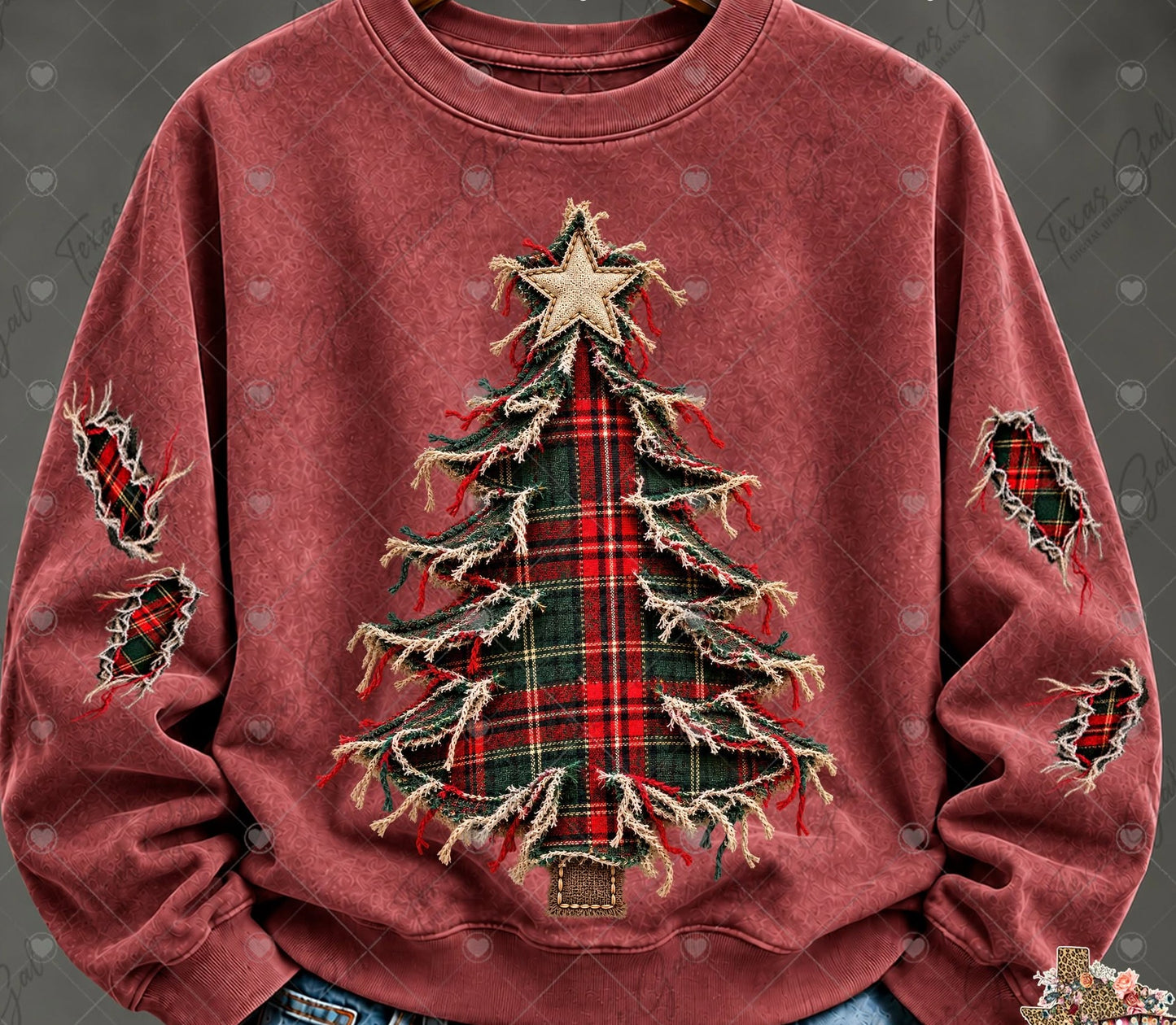 Faux Fabric Christmas Tree with Patches 09505
