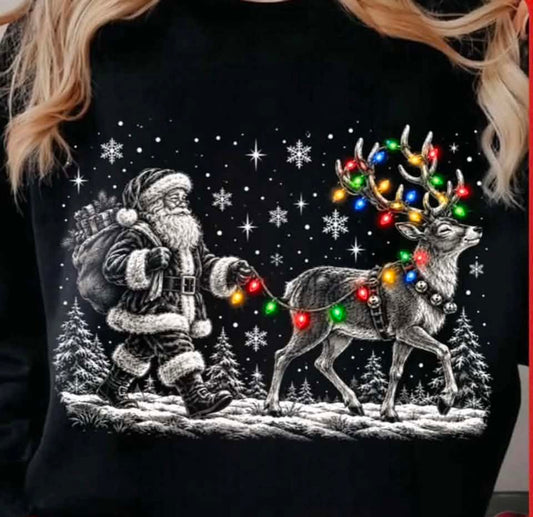 Halftone Santa Reindeer 09496