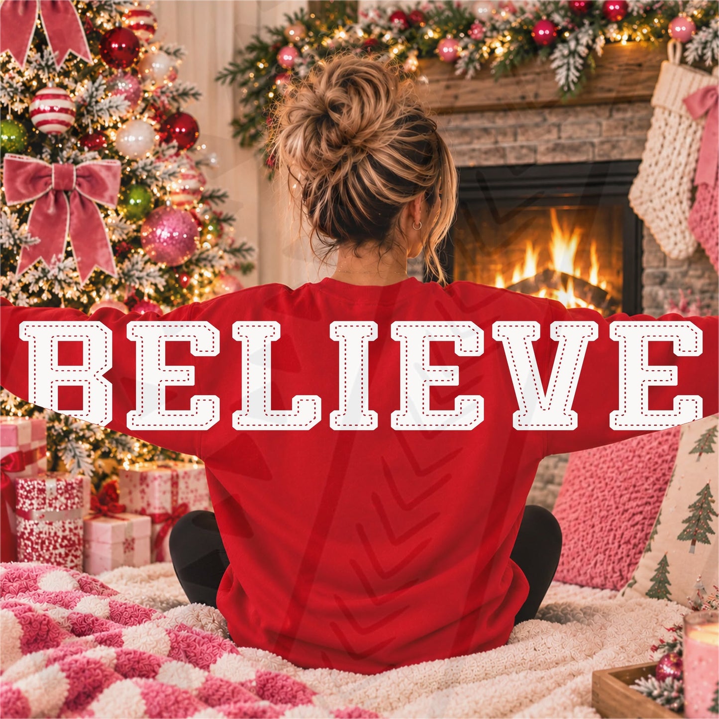 Believe Santa Clause Elf Big Back + Front 09650