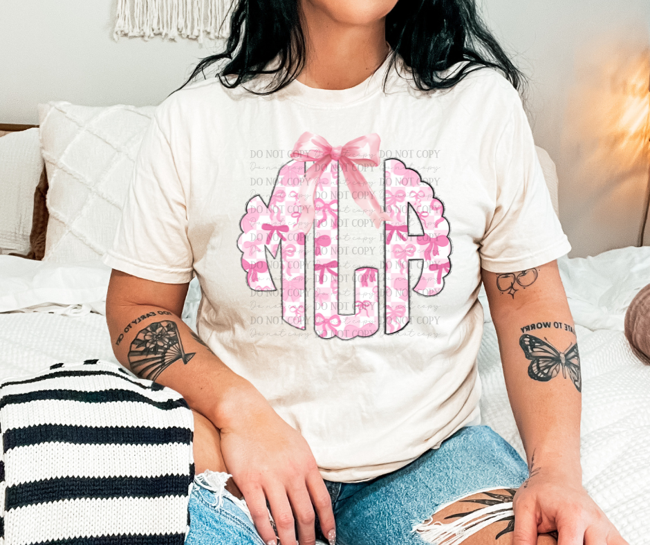 Custom Pink Ribbon Monogram 00980