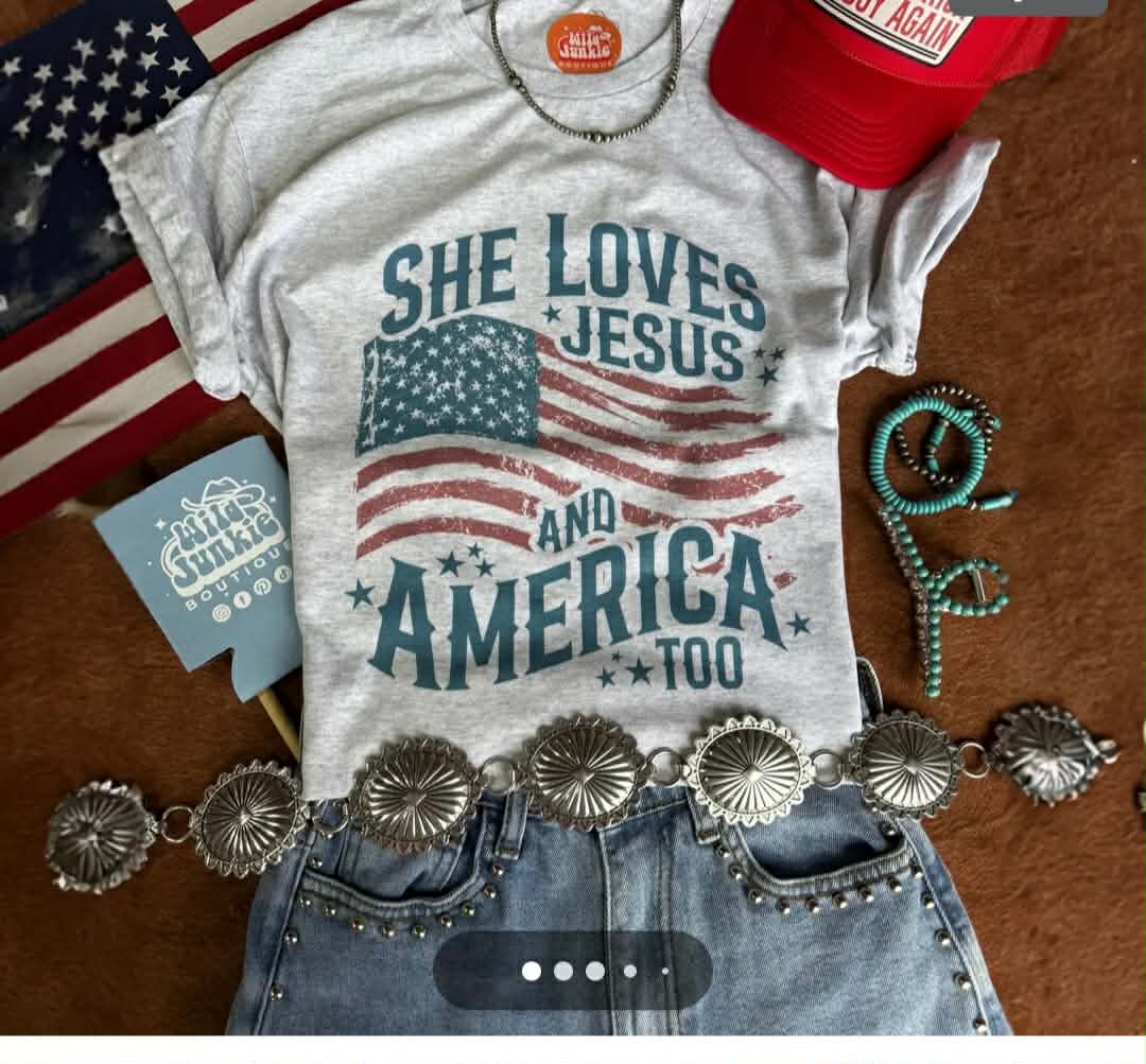 She Loves Jesus and America Too Flag 08433