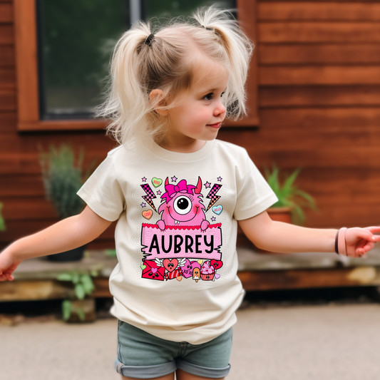 Pink Valentine Monster Girl Name Plate 04138