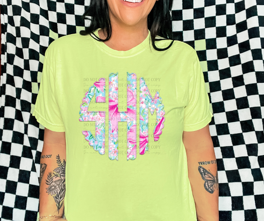 Custom Preppy Floral Bow Monogram 00957