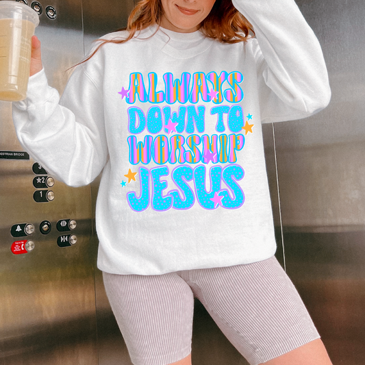 Always Down to Worship Jesus Blue 07634