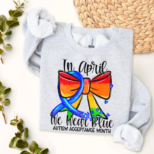 In April We Wear Blue Autism Acceptance Black 02733