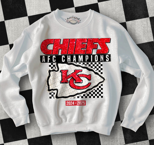 Chiefs AFC Champions Faux Glitter Blk 03300