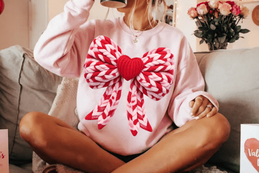 Faux Chunky Yarn Valentine Bow Coquette Red 07415
