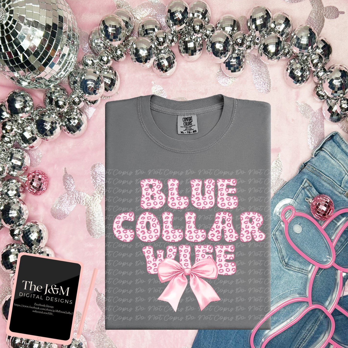 Pink Blue Collar Wife Coquette 07322