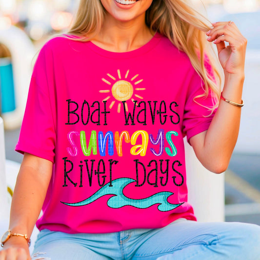 Boat Waves Sun Rays River Days 02286