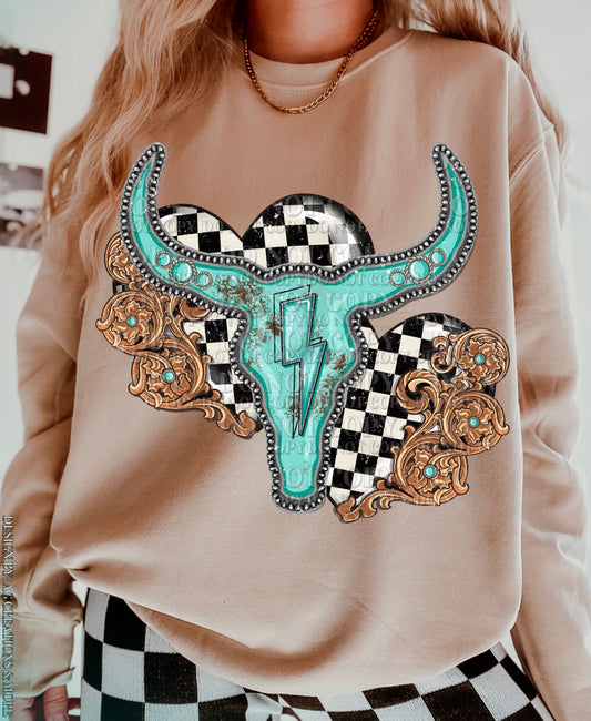Western Boho Concho Turquoise DTF Transfer