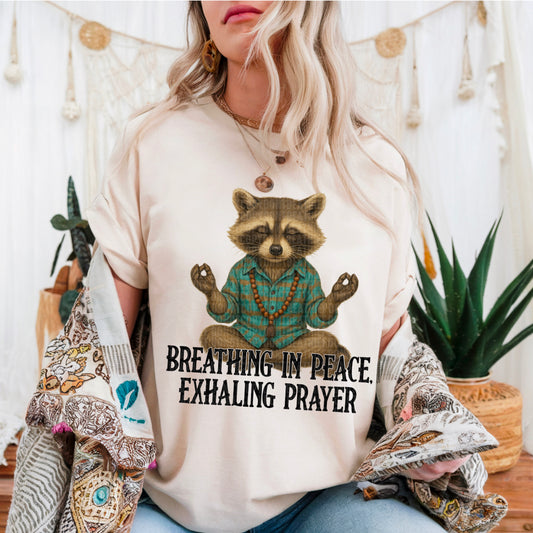 Breathing in Peace Exhaling in Prayer Raccoon 01951