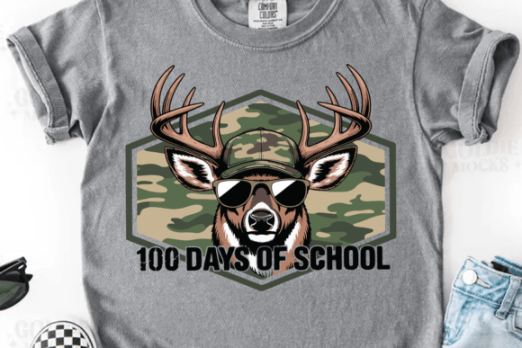 100 Days of School Camo Deer 07452