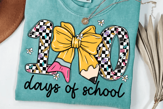 100 Days of School Checkered Pencil Coquette Bow 07449