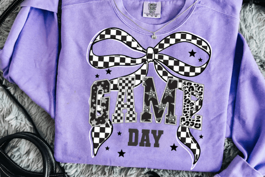 Black and White Faux Glitter Game Day Coquette 01255