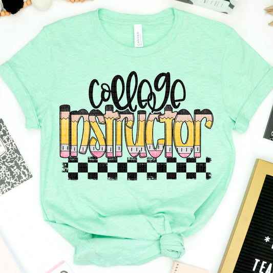 College Instructor Pencil Checkered 05008
