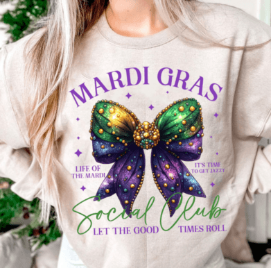 Coquette Mardi Gras Bow DTF Transfer 03724