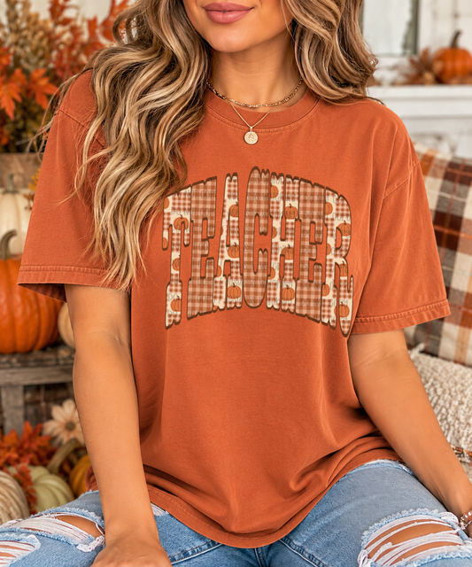 Teacher Fall Gingham Pumpkin 09429
