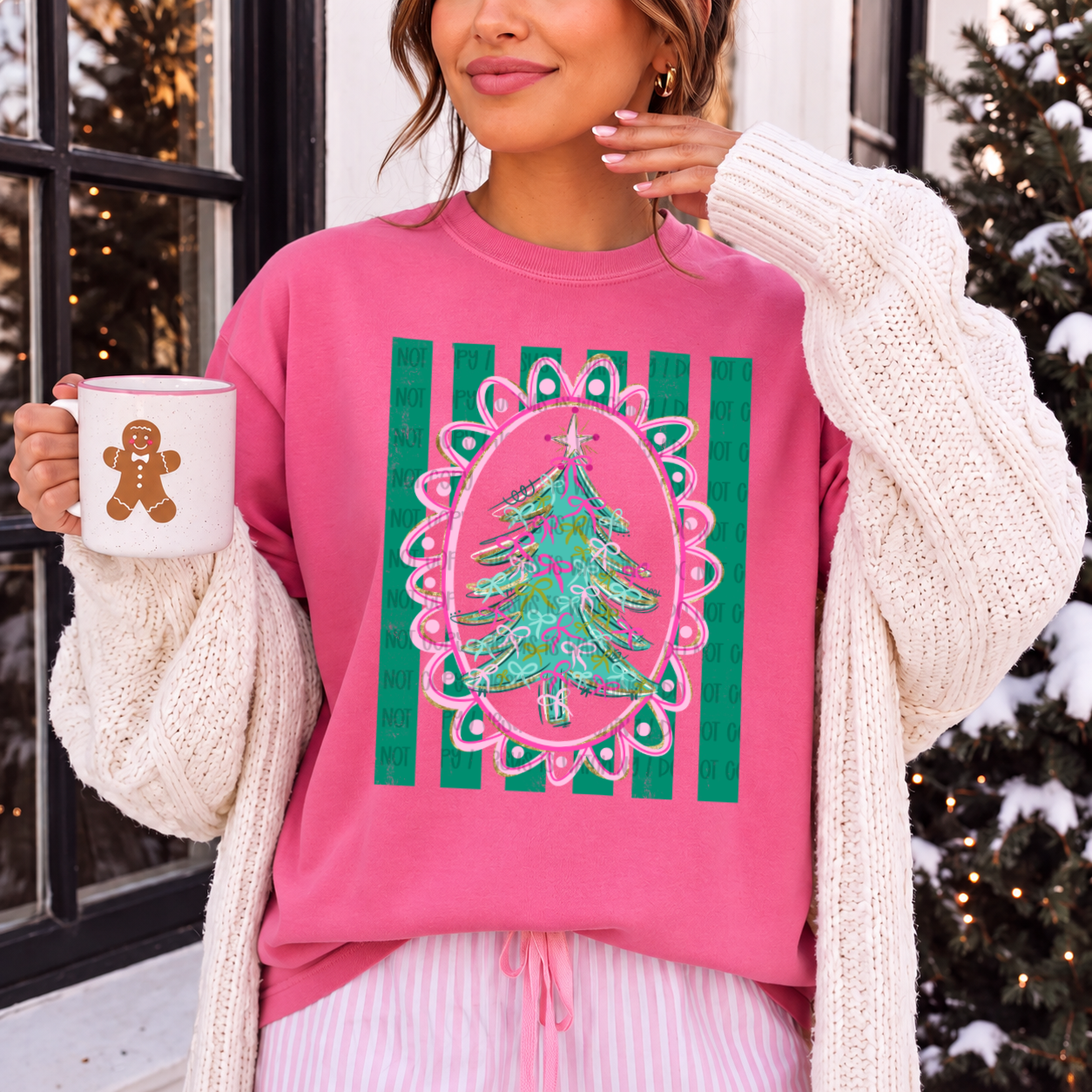Christmas Tree Frame Stripes 09549