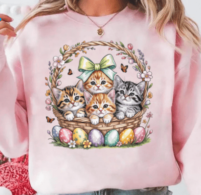 Happy Easter Cats in a Basket 07713