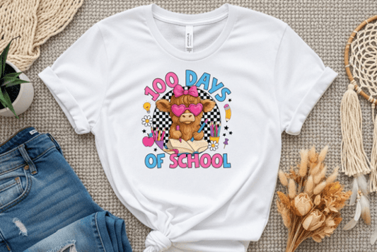 100 Days of School Cute Highland Cow 07445