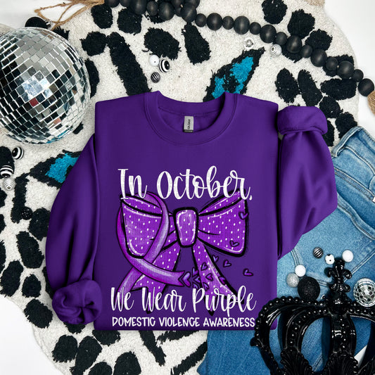 In October We Wear Purple Domestic Violence White 02717