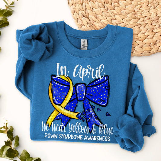 In April We Wear Yellow and Blue Down Syndrome White 02728