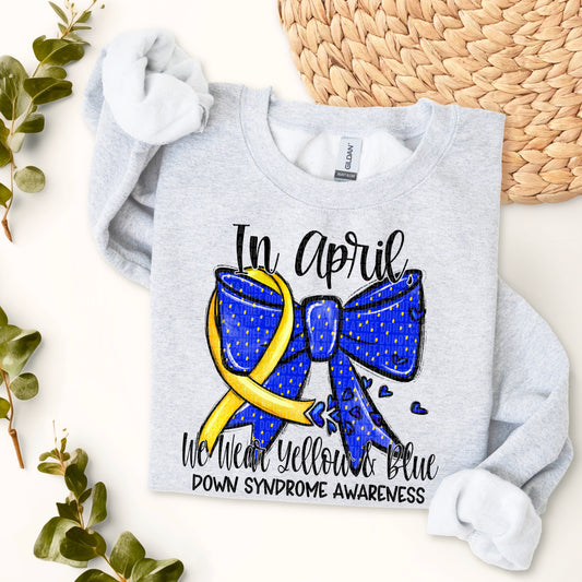 In April We Wear Yellow and Blue Down Syndrome Black 02727