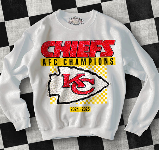 Chiefs AFC Champions Faux Glitter Yellow 03301