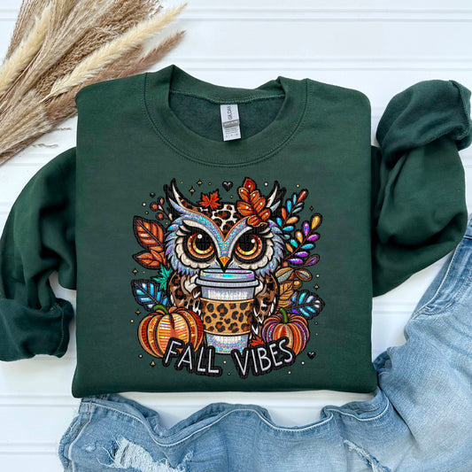 Fall Vibes Leopard Coffee Owl 04711